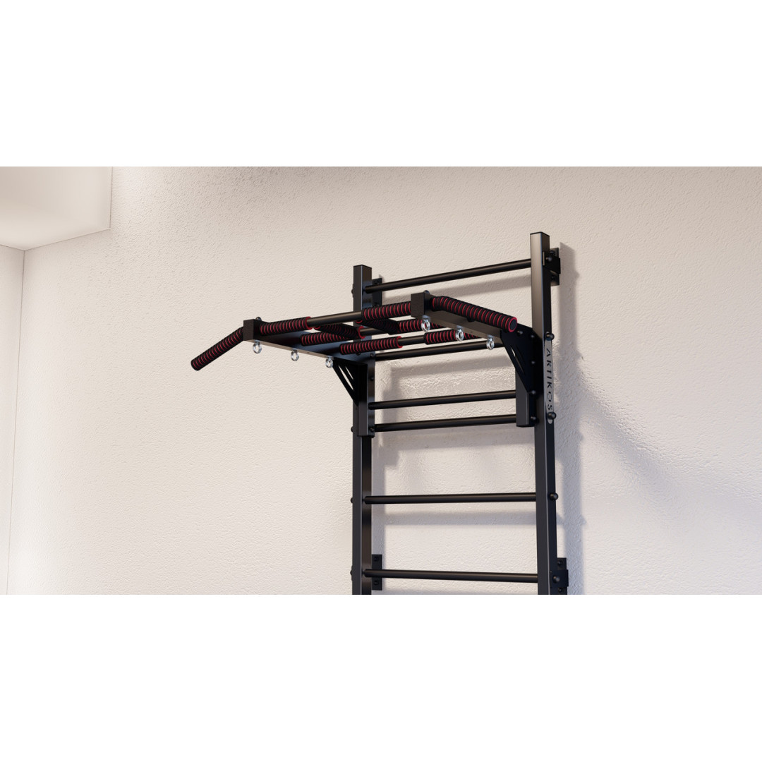 Drabinka gimnastyczna z poziomym drążkiem ARTikOS wzmocniona czernią z szarymi elementami