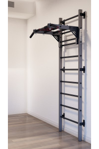 Drabinka gimnastyczna z poziomym drążkiem ARTikOS wzmocniona szarością z czarnymi elementami