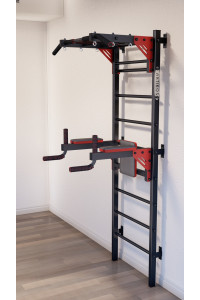 Drabinka gimnastyczna z poziomymi szprosami i szprosami ARTikOS wzmocniona czernią z czerwonymi elementami