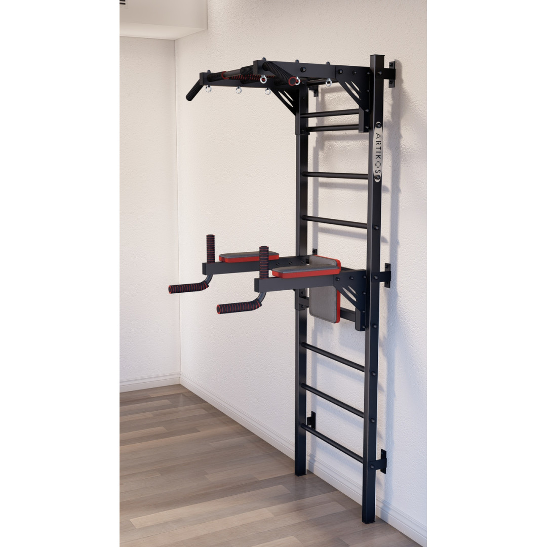 Drabinka gimnastyczna ze szprosami poziomymi i szprosami ARTITKOS wzmocniona na czarno