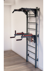 Drabinka gimnastyczna z poziomymi szprosami i szprosami ARTikOS wzmocniona szarością z czarnymi elementami