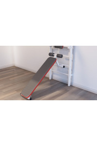 Drabinka gimnastyczna z poziomym drążkiem, drążkami i ławką ARTKOS wzmocniona bielą