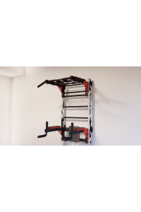 Ścianka szwedzka z poziomym drążkiem, drążkami i ławką ARTKOS wzmocniona nadrukiem 