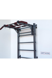 Drabinka gimnastyczna z poziomym drążkiem ARTikOS wzmocniona szarością z czarnymi elementami