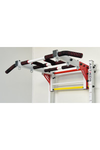 Drabinka gimnastyczna z poziomym drążkiem ARTikOS wzmocniona bielą wielokolorowymi stopniami