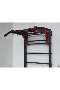 Drabinka gimnastyczna z poziomym drążkiem ARTikOS wzmocniona czernią z czerwonymi elementami