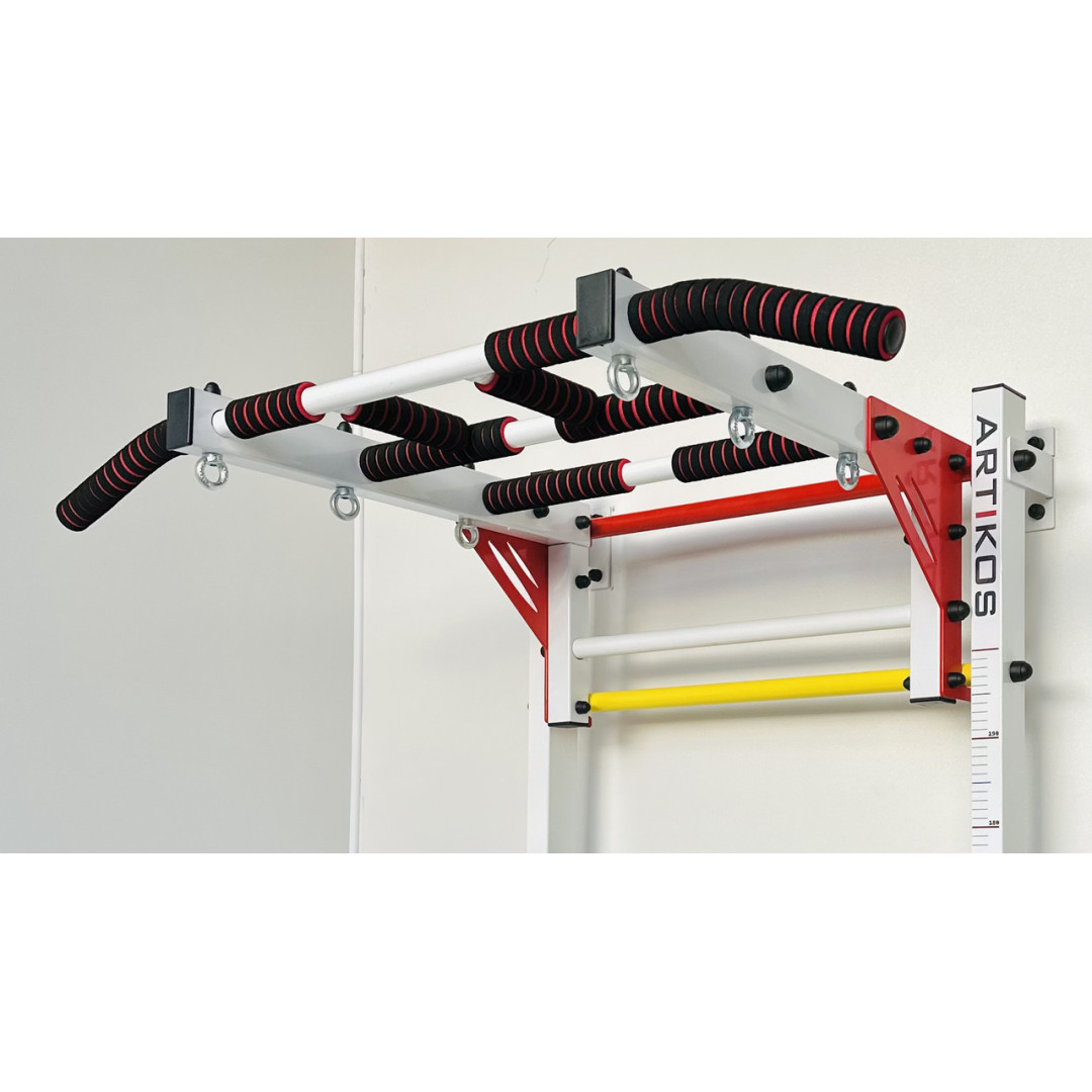 Drabinka gimnastyczna z siatką gladiatorską Spider-Man wzmocniona bielą + wielokolorowe schody