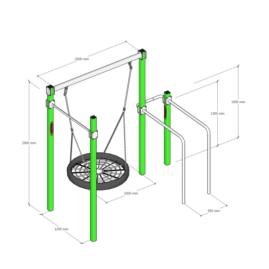 Drążek poziomy zewnętrzny z drążkami i huśtawką ARTikOS K-3