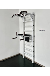 Drabinka gimnastyczna z poziomym prętem i kratami to biały Artikos 