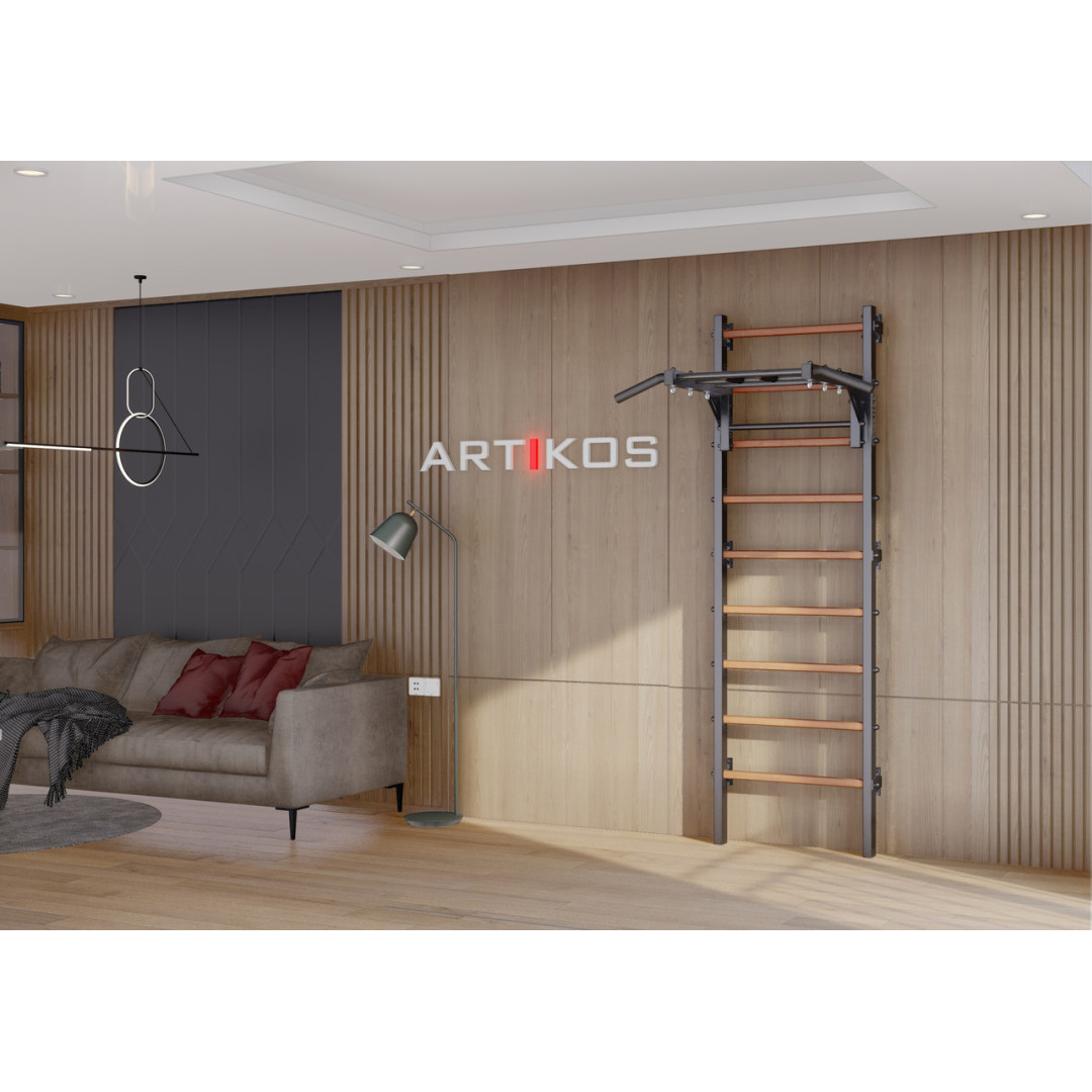 Drabinka gimnastyczna z poziomym drążkiem to czarny Artikos PREMIUM