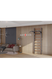 Drabinka gimnastyczna z poziomym drążkiem to czarny Artikos PREMIUM