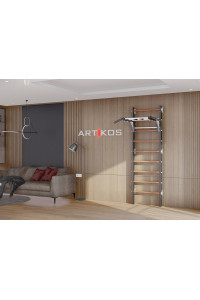 Drabinka gimnastyczna ze sztangą czarno-białą Artikos PREMIUM