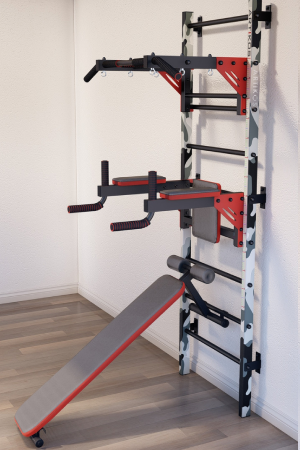 Z poziomym drążkiem i równoległymi prętami oraz ławką