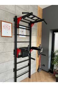 Drabinka gimnastyczna ze szprosami poziomymi i szprosami ARTITKOS wzmocniona na czarno