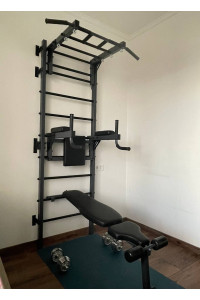 Drabinka gimnastyczna z poziomymi szprosami i szprosami ARTikOS wzmocniona szarością z czarnymi elementami