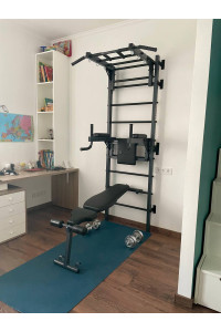 Drabinka gimnastyczna z poziomymi szprosami i szprosami ARTikOS wzmocniona szarością z czarnymi elementami