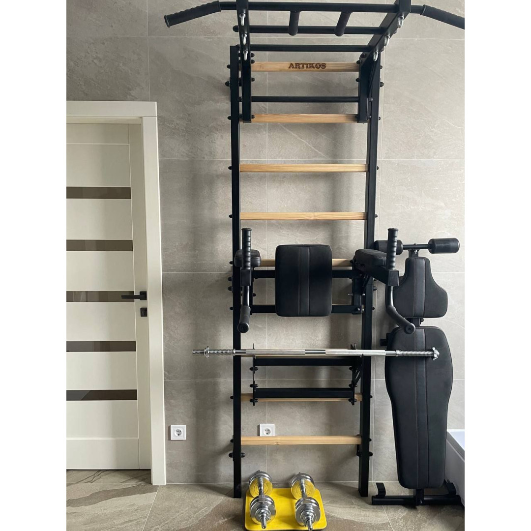 Drabinka gimnastyczna z poziomym drążkiem to biały Artikos PREMIUM